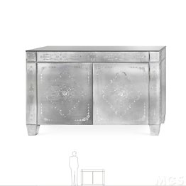 Credenza de dos puertas con grabados artísticos